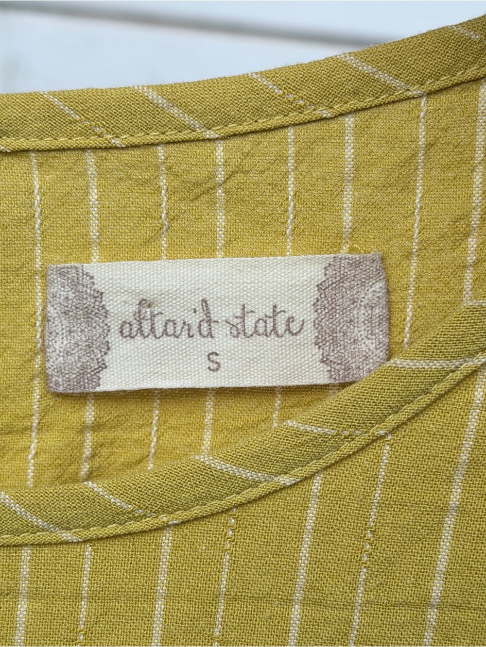 Altar'd State Pinstripe Babydoll Tunic Top with Flutter Ruffle Sleeves - Small - Picture 3 of 6